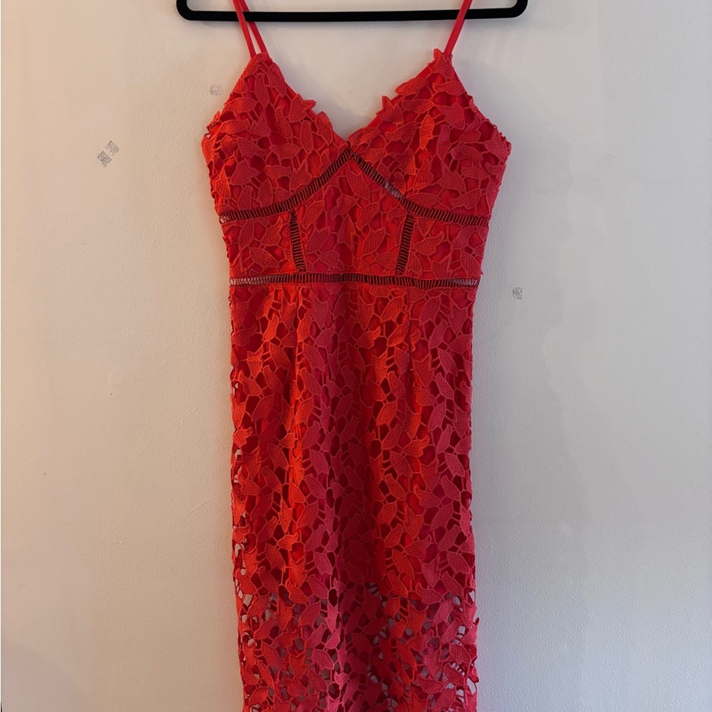 Necessary Objects Red Lace Spaghetti-Strap Mini D… - image 1